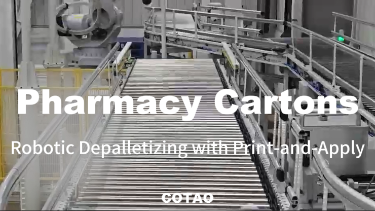 How Can Cartons Be Automatically Coded During Pharmaceutical Receiving? Robotic Depalletizing Integrated with Print-and-Apply Labeling